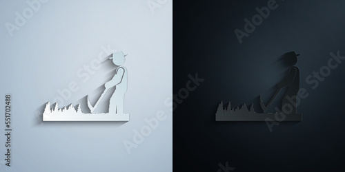 man spit paper icon with shadow vector illustration