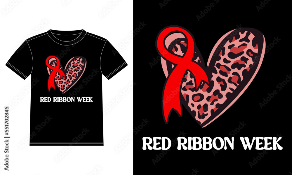 Red Ribbon Week Awareness T-Shirt design template, Car Window Sticker ...