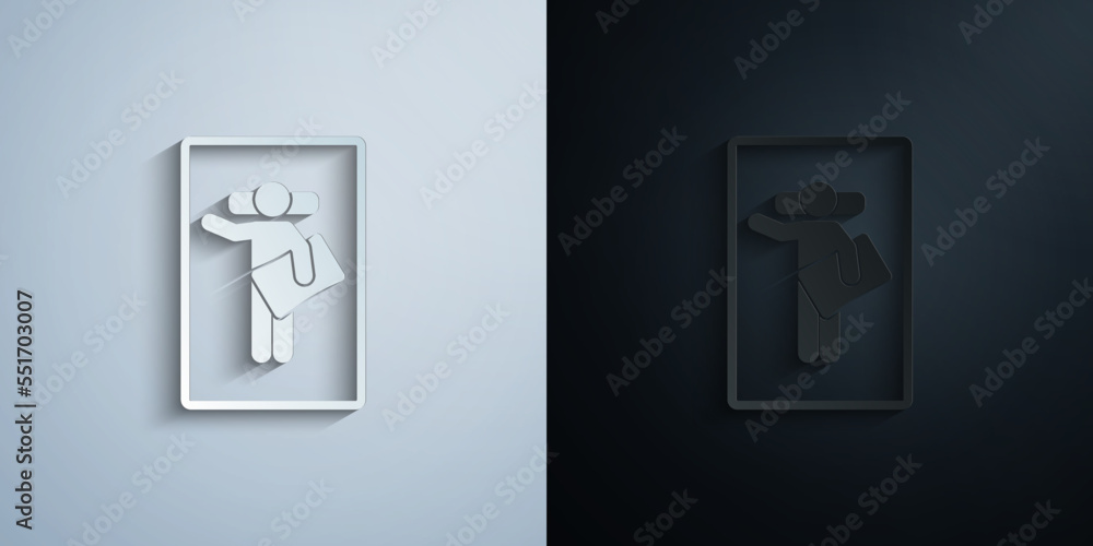 man embrace with pillow paper icon with shadow vector illustration