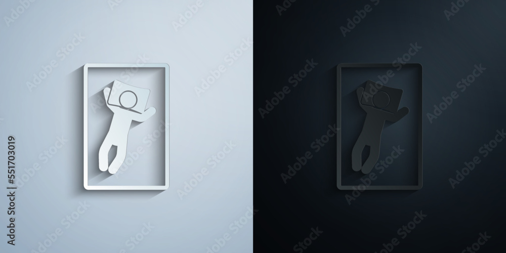 man sleep on back paper icon with shadow vector illustration man sleep on back paper icon with shadow vector illustration