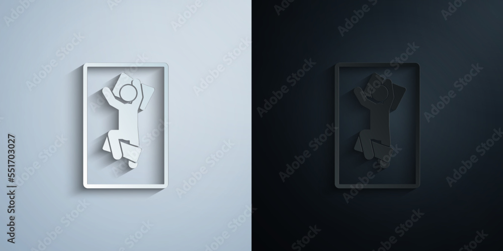 man sleeping on belly paper icon with shadow vector illustration man sleeping on belly paper icon with shadow vector illustration