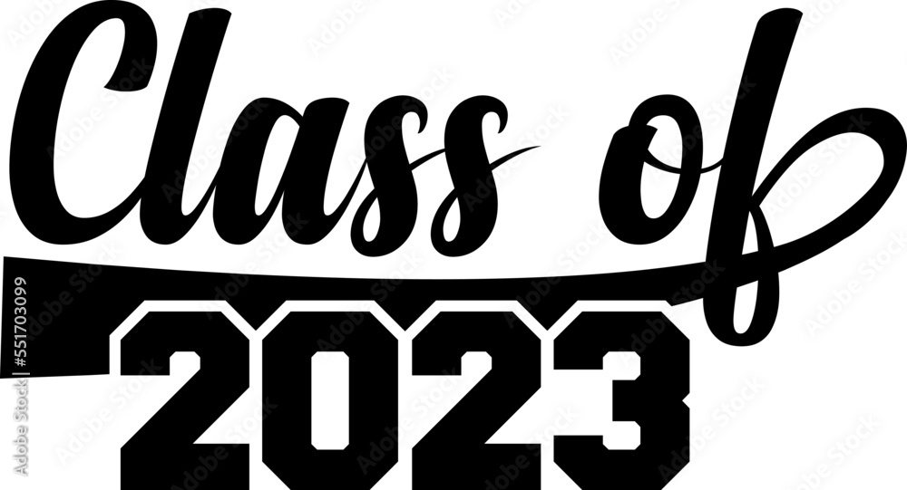 Class of 2023 black and white design template, Car Window Sticker, POD, cover, Isolated Black Background
