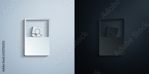 man embryo posture paper icon with shadow vector illustration