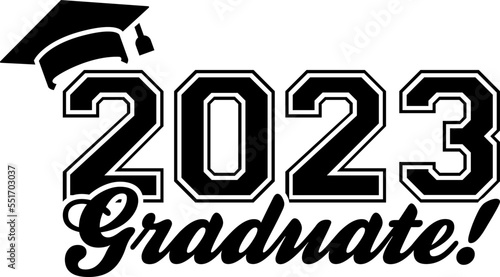 2023 Graduate Graduation design template, Car Window Sticker, POD, cover, Isolated Black Background
