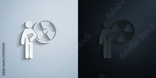 man with biochemical degree paper icon with shadow vector illustration
