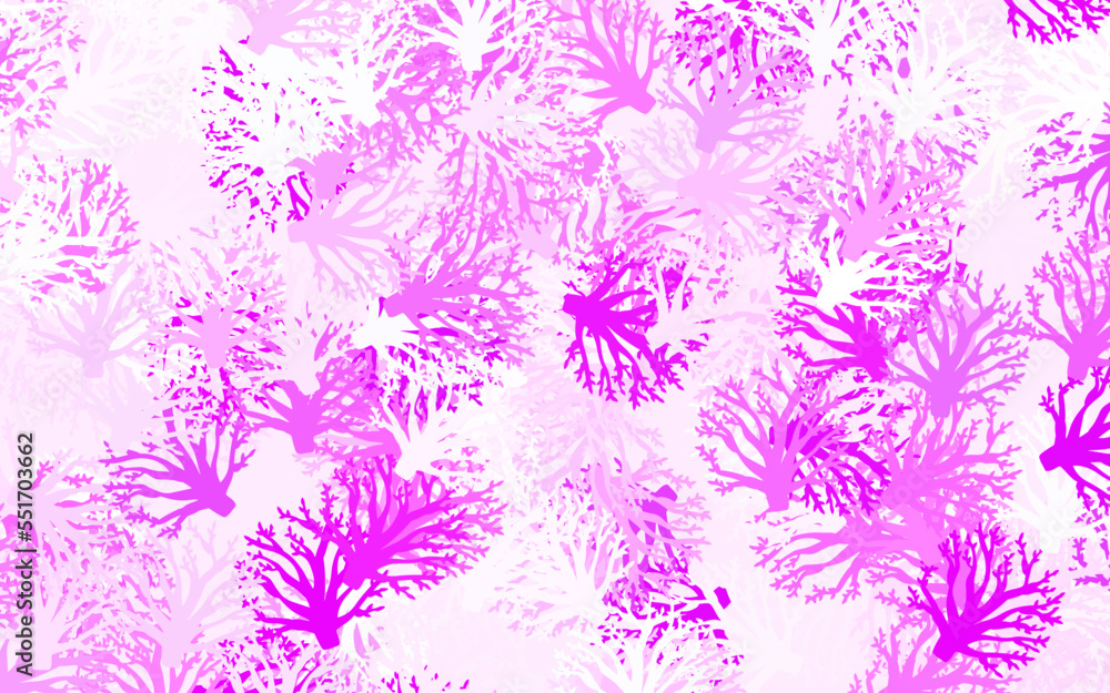 Fototapeta premium Light Purple vector abstract pattern with branches, leaves.