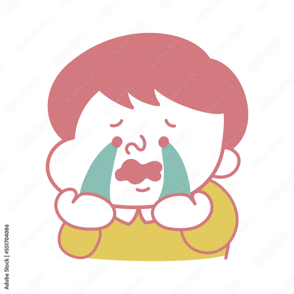 シンプル 涙を流して号泣するコミカルな男性キャラクターイラスト素材 シンプル 涙を流して号泣するコミカルな男性キャラクターイラスト素材