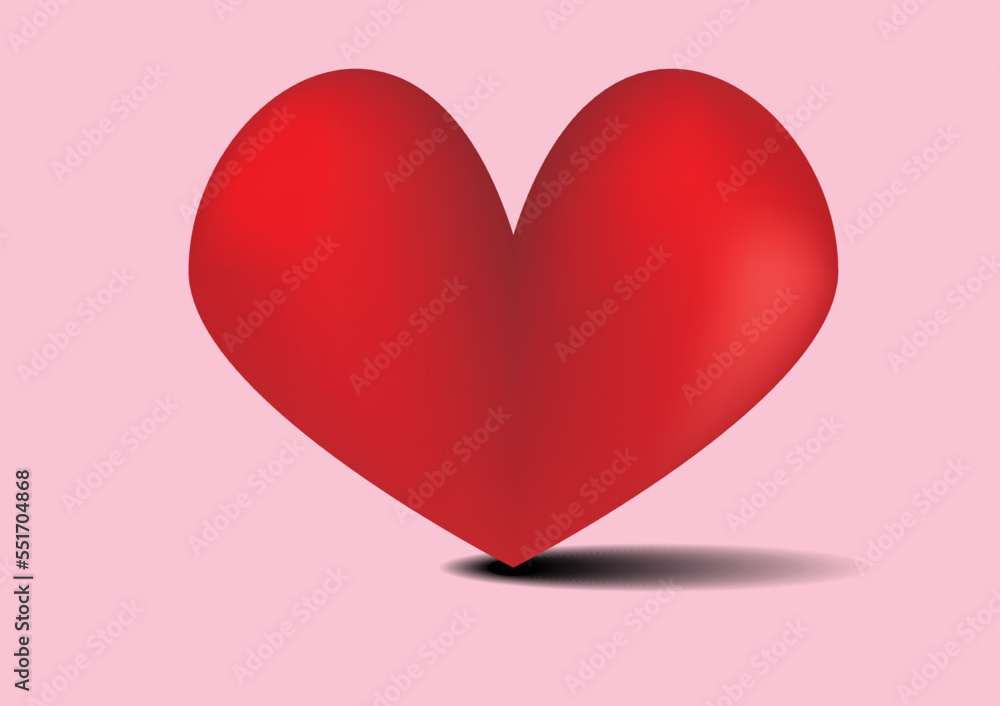 red heart on pink background. heart of valentine day