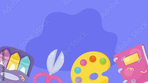 set school supplies accessories animation