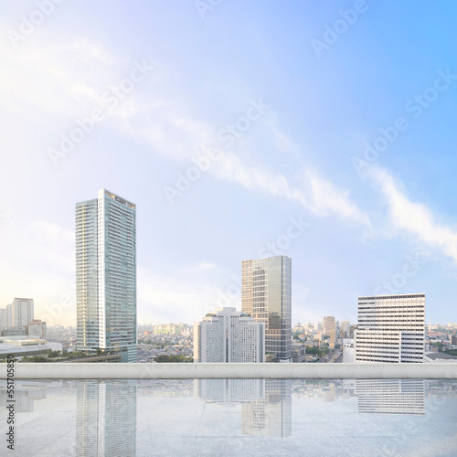 Terrace view with modern cityscapes