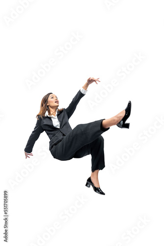 Asian businesswoman falling down