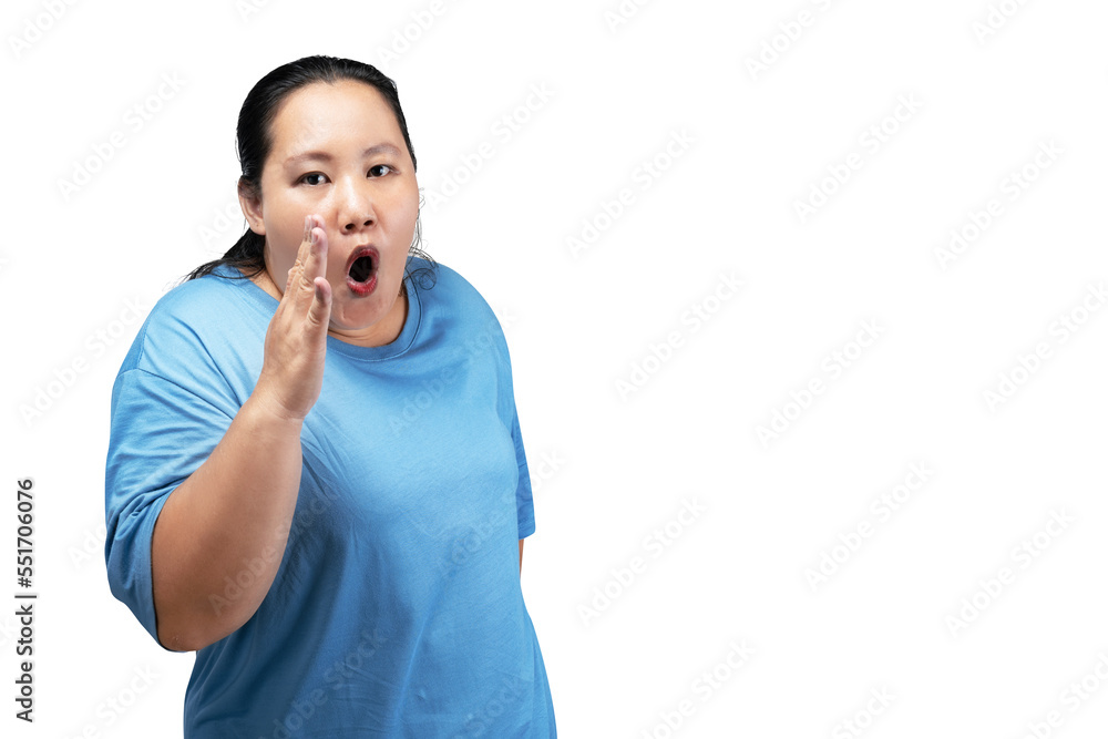 Asian fat overweight woman yelling something Asian fat overweight woman yelling something