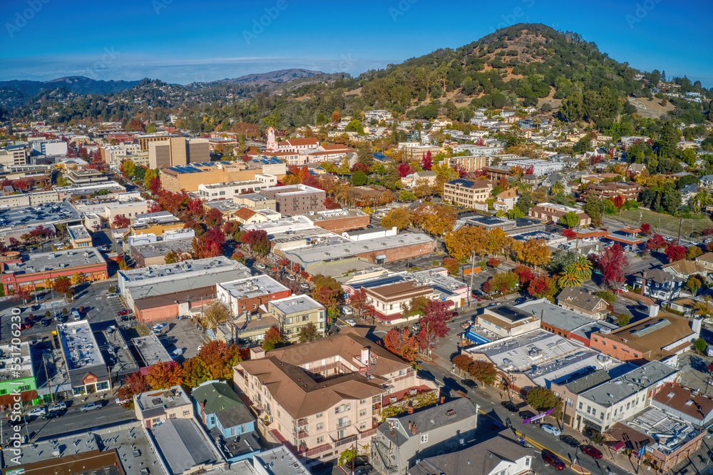 Aerial View of the Bay Area Suburb of San Rafael, California