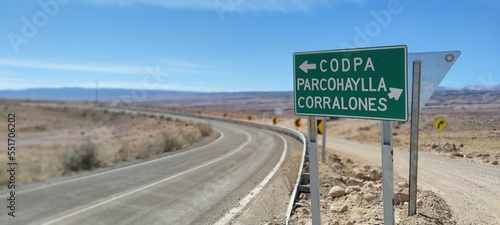 Fotografering Letrero de camino a Codpa, Arica, Chile.
