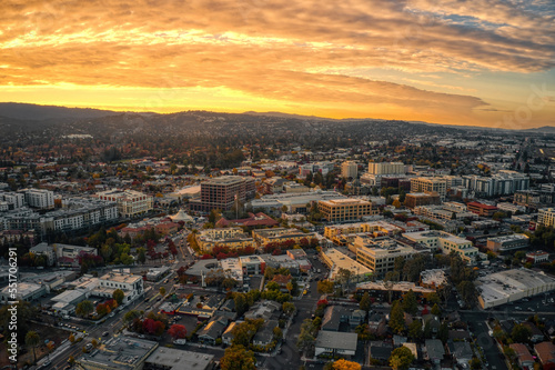 Aerial View of the Bay Area Suburb of Redwood City, California