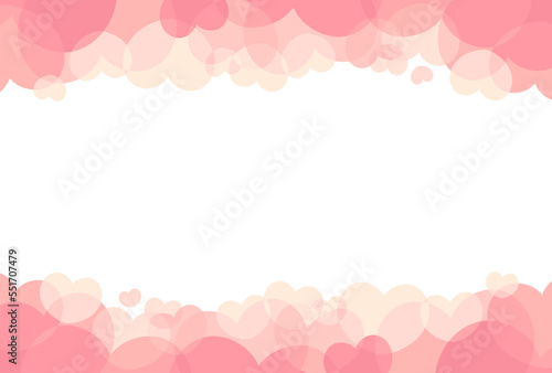 Vector illustration of cute pastel pink hearts frame on white background. Anniversary card design such as Valentine's day, Mother's Day and Wedding.