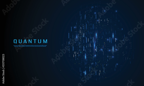 Quantum innovation technology. Artificial intelligence. Digital big data visualization. Quantum computer tech background. Vector illustration