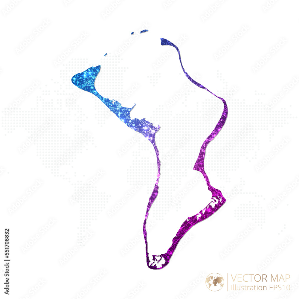 Fototapeta premium British Indian Ocean Territory map in geometric wireframe blue with purple polygonal style gradient graphic on white background. Vector Illustration Eps10.