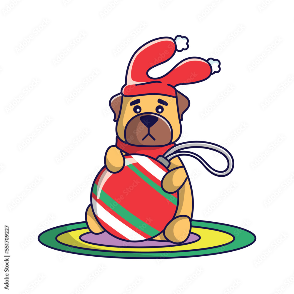 Cute Christmas dog in Christmas costume illustration vector Cute Christmas dog in Christmas costume illustration vector