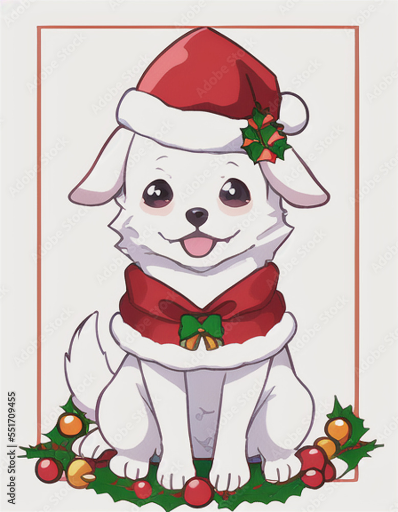 Fototapeta premium dog with santa hat