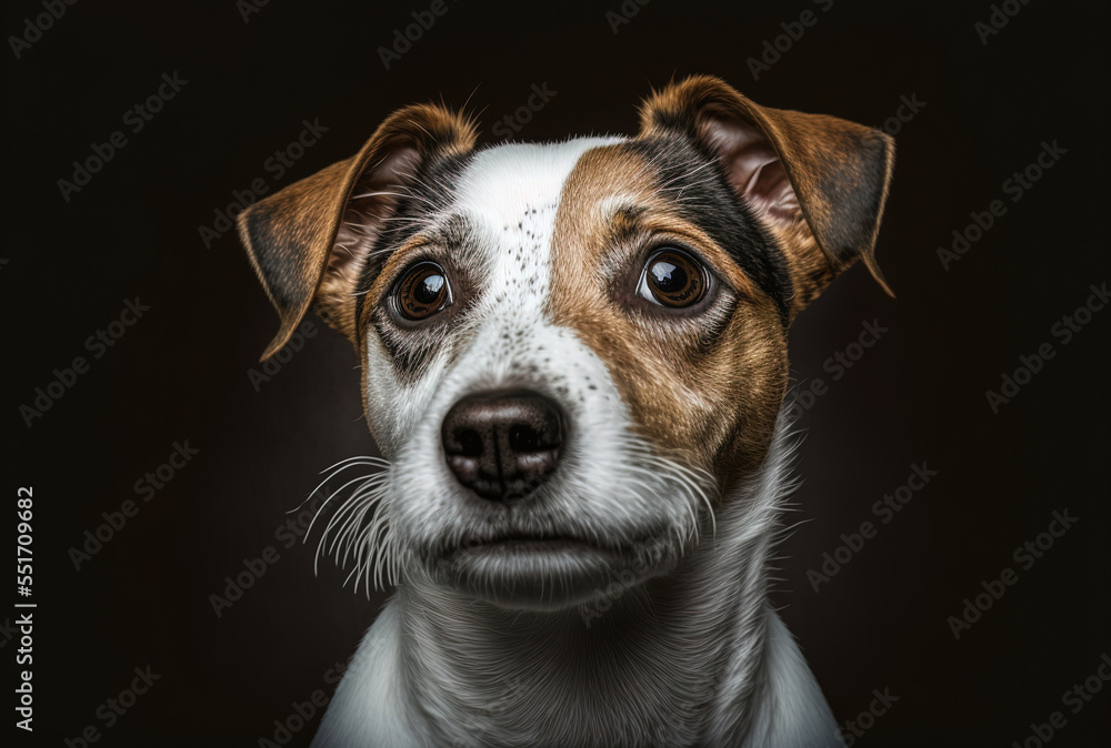 A young Jack Russell dog is staring up. notion of a new, wonderful family member. Generative AI