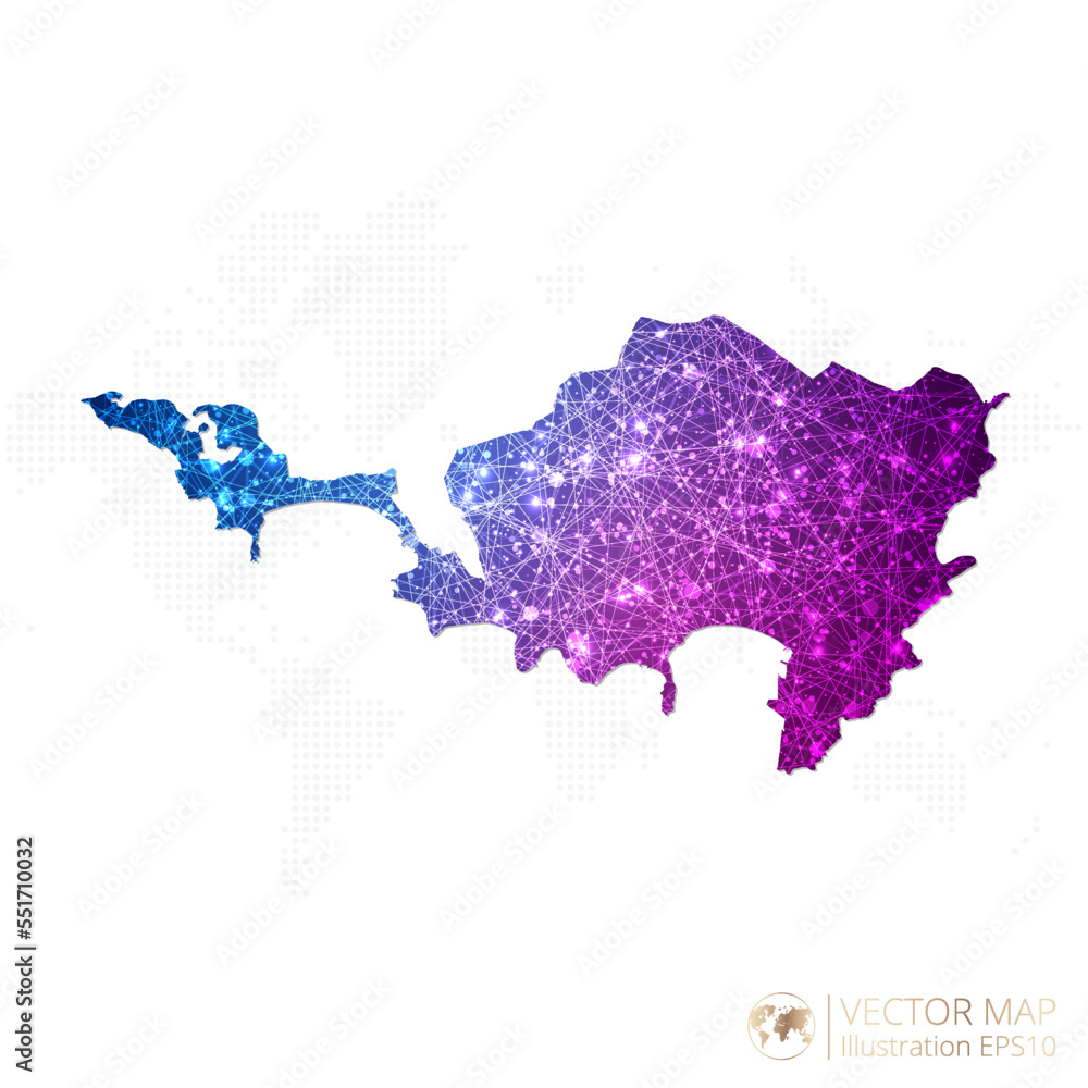Sint Maarten map in geometric wireframe blue with purple polygonal style gradient graphic on white background. Vector Illustration Eps10.