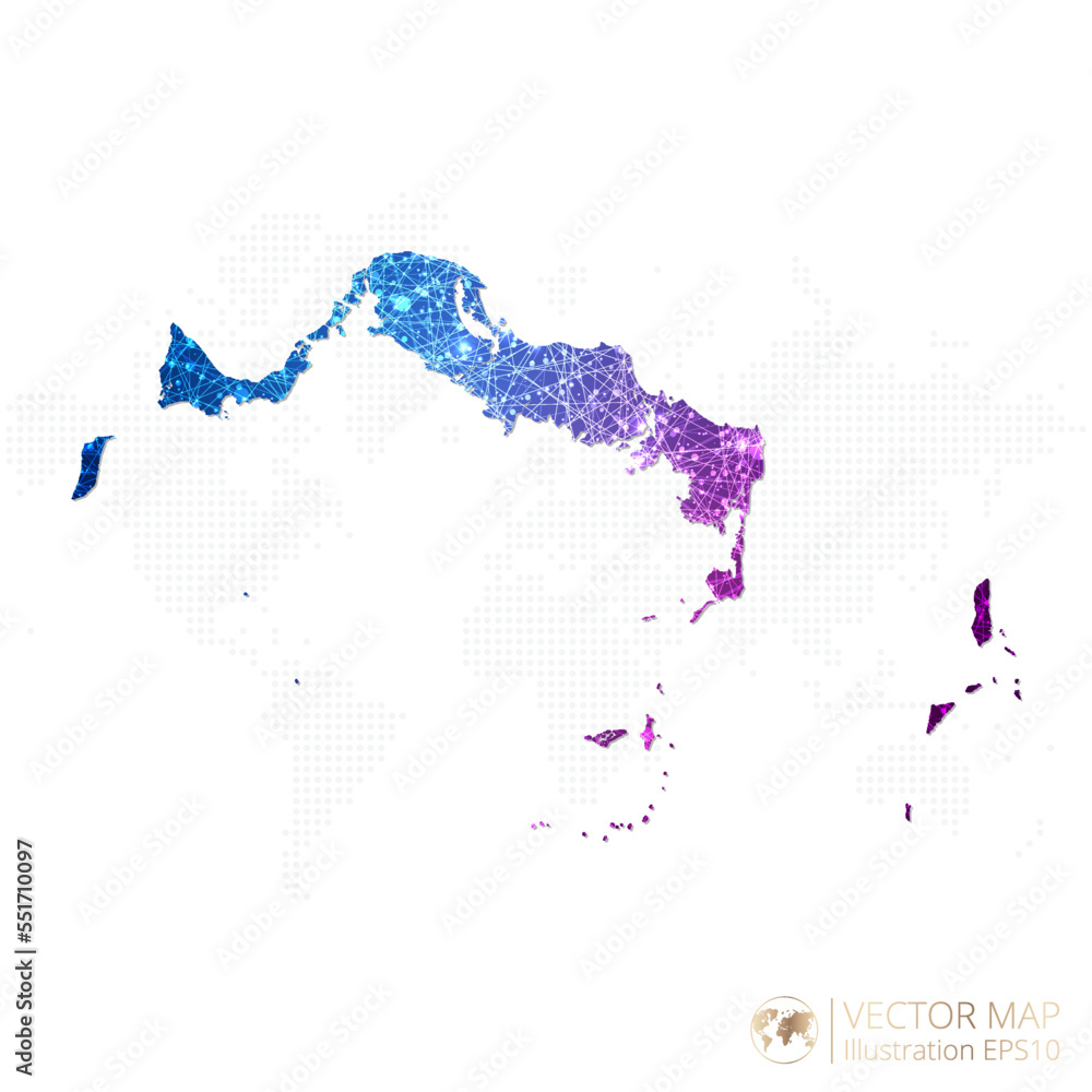 Turks and Caicos Islands map in geometric wireframe blue with purple polygonal style gradient graphic on white background. Vector Illustration Eps10.