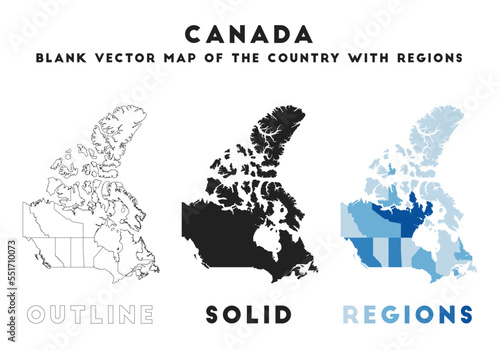 Canada map. Borders of Canada for your infographic. Vector country shape. Vector illustration.