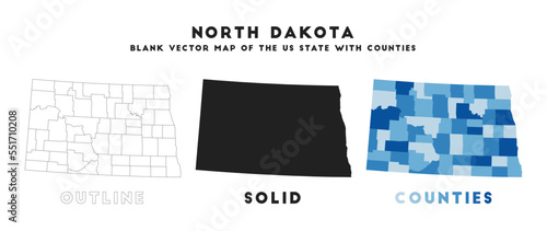 North Dakota map. Borders of North Dakota for your infographic. Vector US state shape. Vector illustration.
