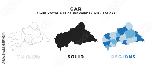 CAR map. Borders of CAR for your infographic. Vector country shape. Vector illustration.