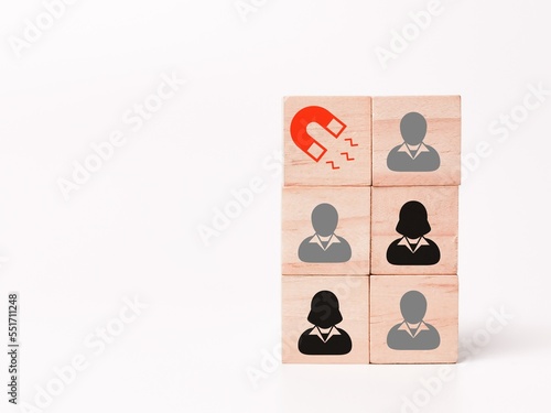 Concept of digital inbound marketing on wooden cubes isolated on white background.