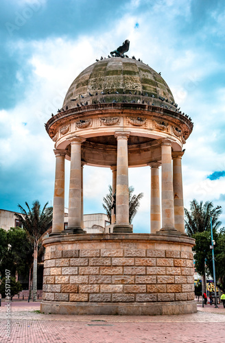 journalists' park Bogotá Colombia. monument to simon bolivar in Bogota. public square. tourist space of Colombia. downtown Bogota. historical buildings of the city.  photo