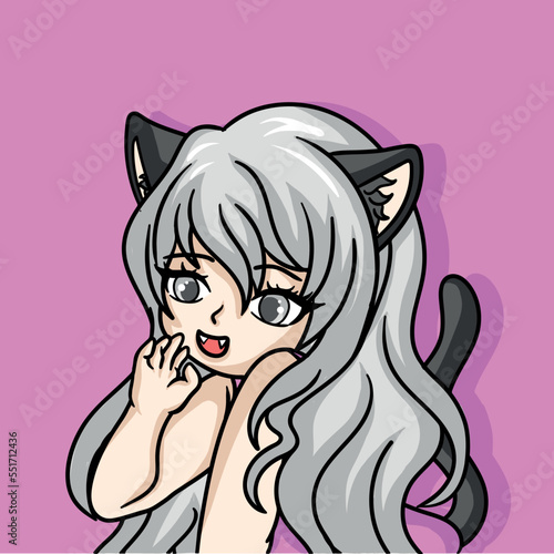 illustration art cute chibi cat girl character design