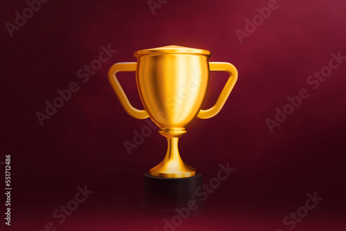 Champion golden trophy 3d illustration