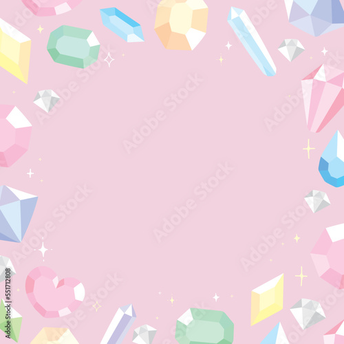 宝石の散らばったピンクの背景	
