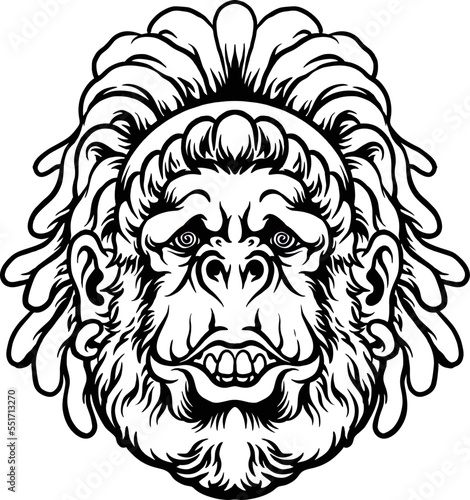 Trippy kiss female gorilla monochrome Vector illustrations for your work Logo  mascot merchandise t-shirt  stickers and Label designs  poster  greeting cards advertising business company or brands.