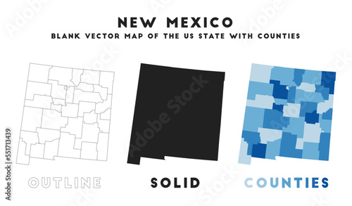 New Mexico map. Borders of New Mexico for your infographic. Vector US state shape. Vector illustration.