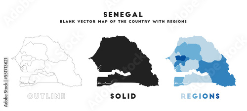 Senegal map. Borders of Senegal for your infographic. Vector country shape. Vector illustration.