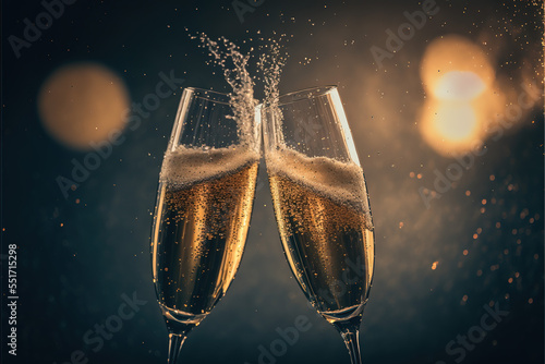 Celebration Drinks - Clinking Champagne Glasses photo