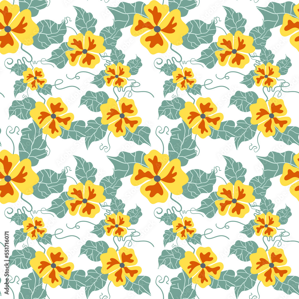 elegant seamless pattern with hand-drawn flowers and leaves elegant seamless pattern with hand-drawn flowers and leaves