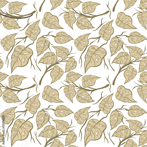 elegant seamless pattern with hand-drawn leaves