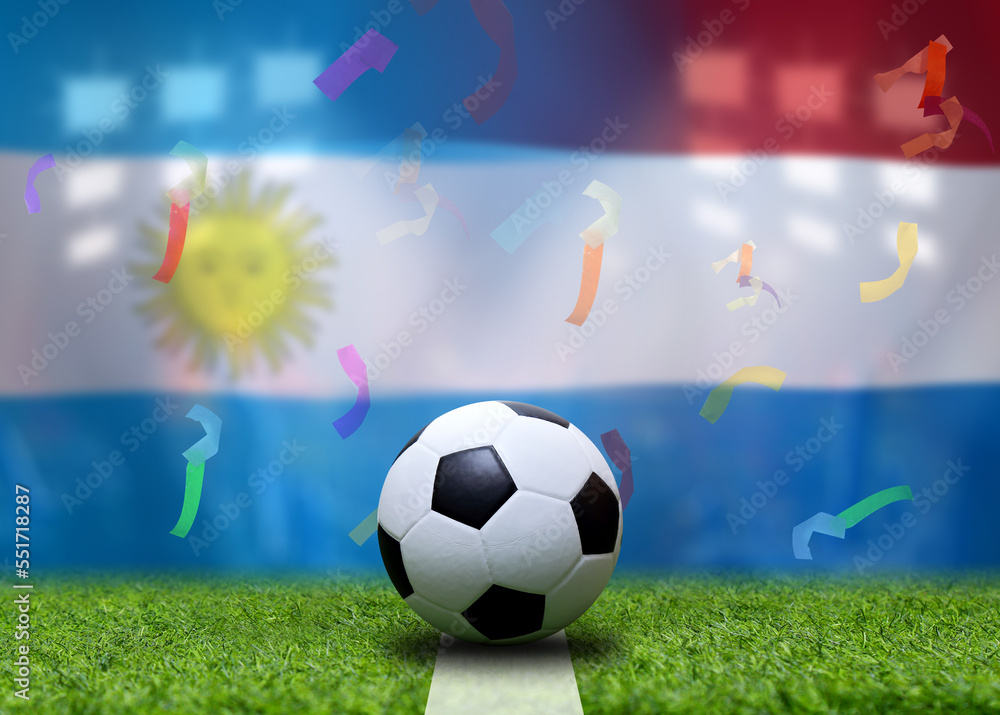 Naklejka premium Football Cup competition between the national Netherlands and national Argentine.