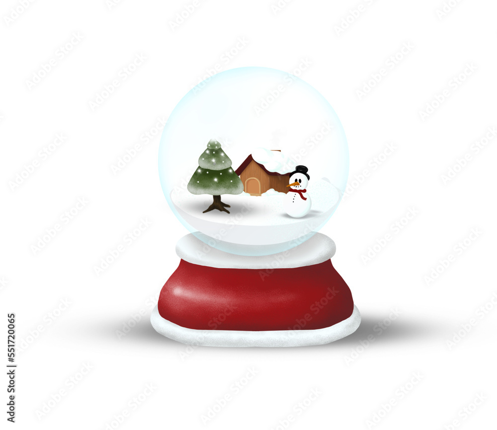 Esfera de nieve navideña dibujo animado Stock Photo | Adobe Stock