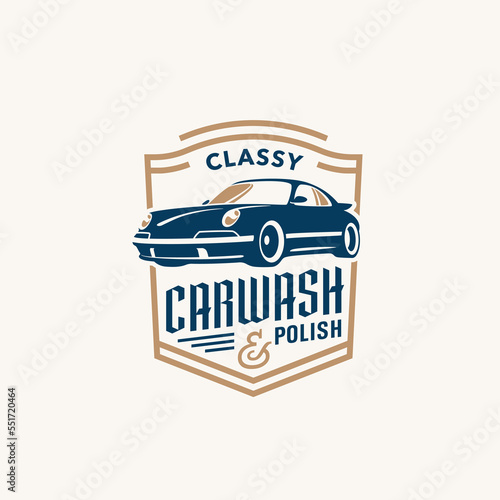 Legendary German sport car logo template. Vintage style vector illustration element for retro design label. Suitable for garage, shops, tires, racing, car restoration, repair and car wash