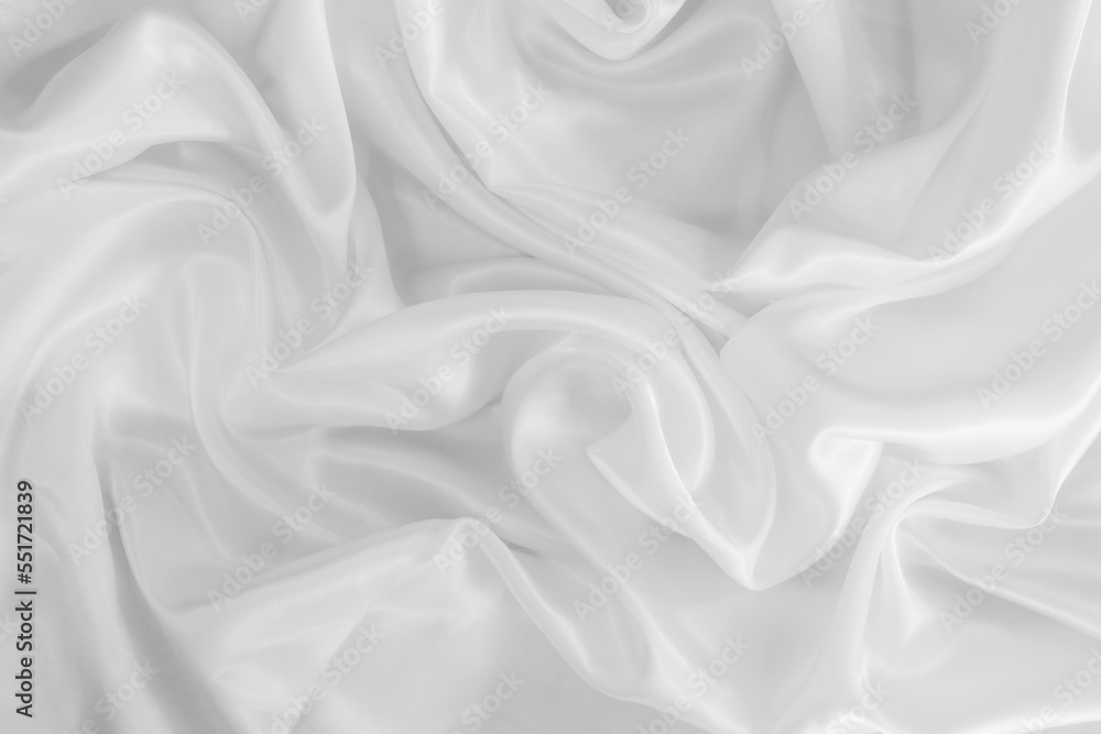 Fototapeta premium White cloth background abstract with soft waves, closeup texture of cloth