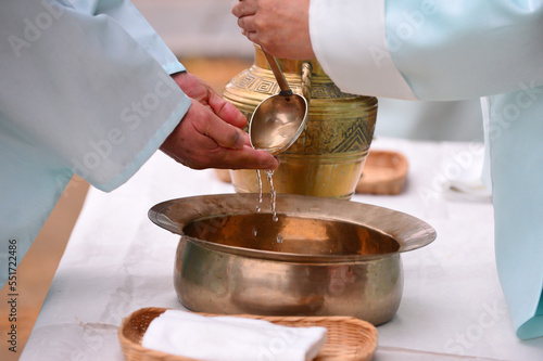 Wash hands Confucian ritual ceremony. photo