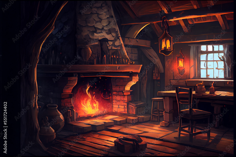 A fireplace in a cabin with a hearth A fireplace in a cabin with a hearth