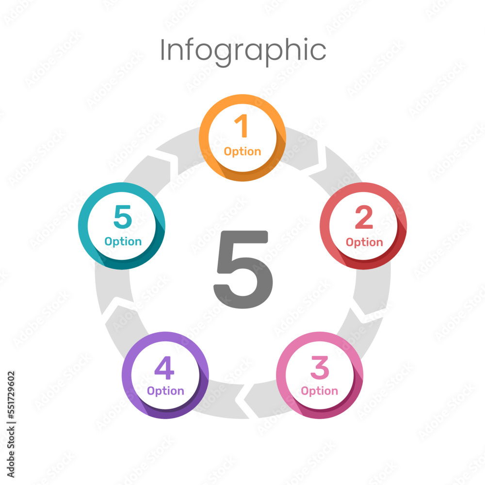 Five options infographic. Infographic 5 angle business process. Vector illustration.