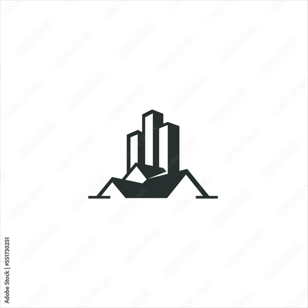 Building construction abstract business logo. Geometric line logo inspiration. Vector template on the white background. Building construction abstract business logo. Geometric line logo inspiration. Vector template on the white background.