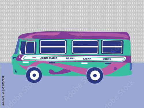 public bus for transport lima peru vector illustration